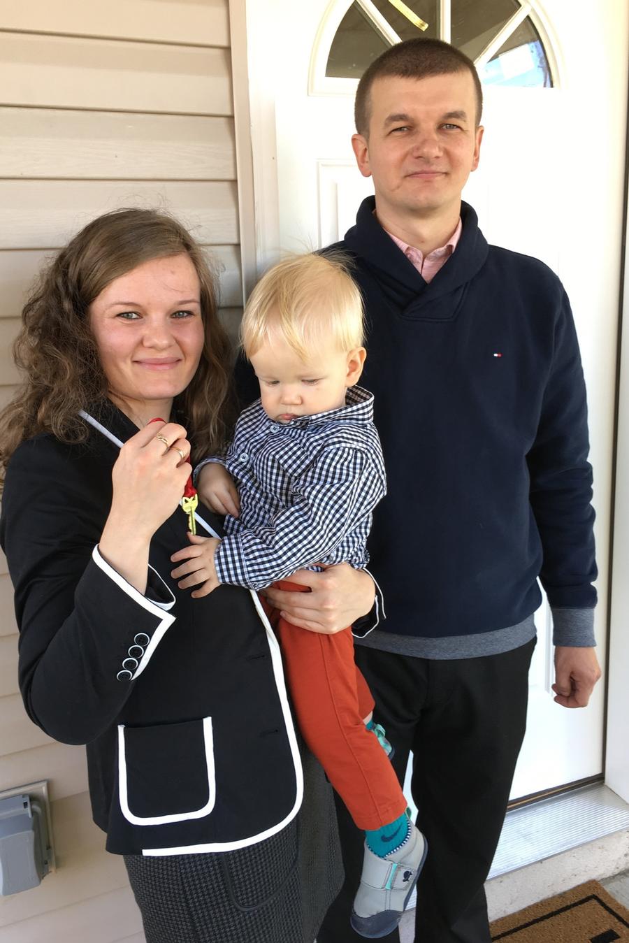 Iryna (left), her husband Petro (right), and their one year-old son, Daniel (center) moved to their new Habitat home in Morrisville from a one-bedroom apartment in Warminster.